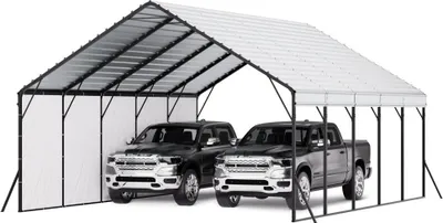 Immagine prodotto di Copertura carport con pareti laterali - 5,8 x 7,45 x 3,77 metri - Tetto in acciaio - Struttura in metallo