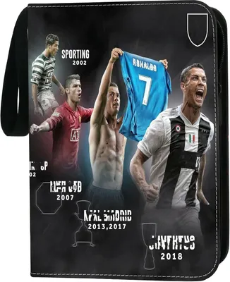 Produktbild von Fußball-Kartenalbum mit Reißverschluss, Schwarz, 400 Karten Kapazität, 4 Taschen pro Seite, Kratzfeste Hüllen cr7 cristiano ronaldo