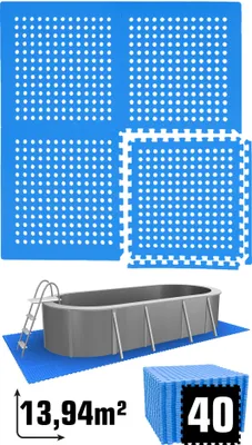 Immagine prodotto di 13,9 m² di sottofondo per piscina - 40 tappetini EVA 62x62 - Set di sottofondi per piscina