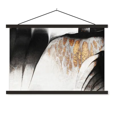 Produktbild von MuchoWow® Textilposter Gold - Abstrakt - Design 60x40 cm mit schwarzem Rahmen - Hölzernes