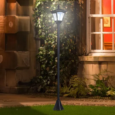 Produktbild von LED Solar Gartenlaterne, Stehleuchte, Kunststoff, Gartenlampe, 120 cm, Windlicht, Außenleuchte, IP44, Lichtsensor, Erdspieß, Schwarz