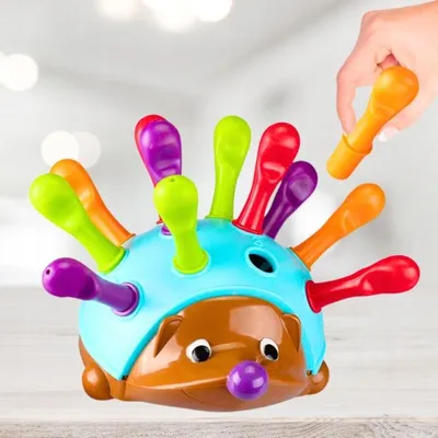 Obrázok produktu pre Montessori triediaca hra "Igel", zostavovacia hra vhodná od 18 mesiacov, vzdelávacia hračka s 12 farebnými dielikmi, hra na rozvoj motoriky