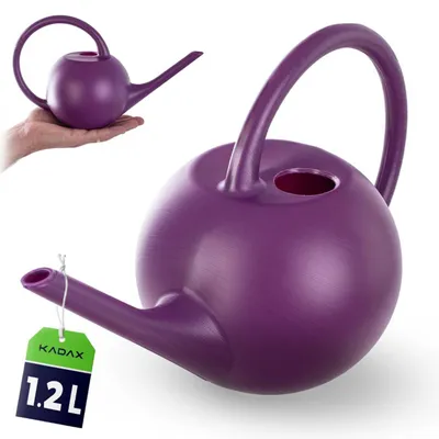 Produktbild von KADAX Gießkanne 1,2L, kleine Blumengießkanne aus Kunststoff für Zimmerpflanzen, Giesskanne mit langem Ausgießer für einfache Bewässerung, Gartengießkanne (Violett)