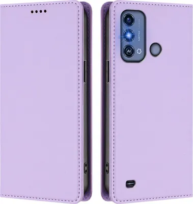 Image de Etui en cuir pour ZTE Blade A53 Pro, étui magnétique en cuirPolyuréthaneavec support Violet clair