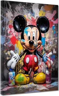 Produktbild von Pop Art Maus Kunst Leinwandbild Wandbild Kunstdruck XL Wanddeko abstrakt: 105x140x4cm