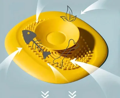 Image de Siphon de douche umadas : bouchon, tamis, bouchon – filtre à cheveux universel, collecteur de cheveux – silicone – jaune
