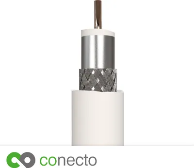 Produktbild von conecto HQ SAT Antennenkabel - 4K UHD 1080p FULL HD HDTV 3D - (F-Stecker - F-Stecker, doppelte Schirmung, vergoldet) weiß 1,0m