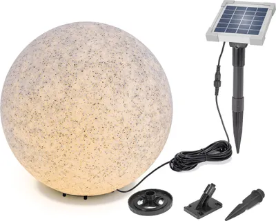 Produktbild von esotec Solar Stein-Leuchtkugel, D=50cm, 9 Leuchtfarben, Akku, winterfest, 106119