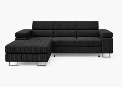 Produktbild von Ecksofa PASSANO in Antrazit 275 x 90 x 202 cm, Linke Ausführung mit Schlaffunktion und Bettkasten, KI-generiertes Bild
