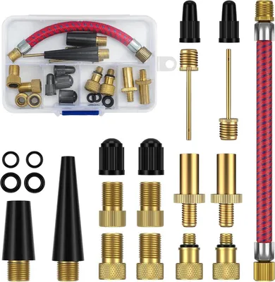 Produktbild von Fahrradventil Adapter Set SV DV AV Ballnadel Kompakt & Portabel