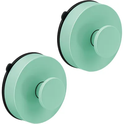 Immagine prodotto di Ganci a ventosa per appendere, confezione da 2, colore verde, materiale ABS, impermeabili, senza necessità di foratura, ideali per bagno e cucina
