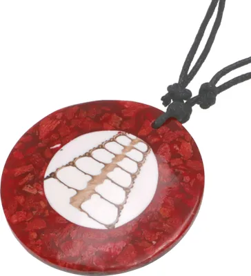 Produktbild von Ethno Kette, Surferkette mit Muscheleinlage, Boho Kette - Modell 10, Rot, Holz,Muschelscheiben, Ketten & Modeschmuck für den Hals