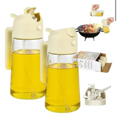Produktbild von EnthuLove Ölsprüher, 470ml, Ölsprüher, 2-in-1 Set, für Speiseöl und Olivenöl, ideal für Heißluftfritteuse, 2 Stück in Weiß.