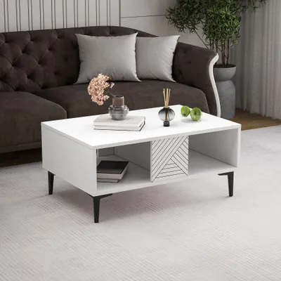 Obrázok produktu pre Skye Decor, Felix - White, konferenčný stolík, biely, 100 % MELAMÍNOVÁ DOSKA, 90 x 60 x 40,6 cm
