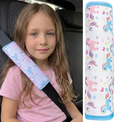 Produktbild von 1x HECKBO Auto Einhorn Mädchen Gurtschutz Schulterpolster Gurtschoner Schulterkissen Autositze Gurtpolster für Kinder & Erwachsene