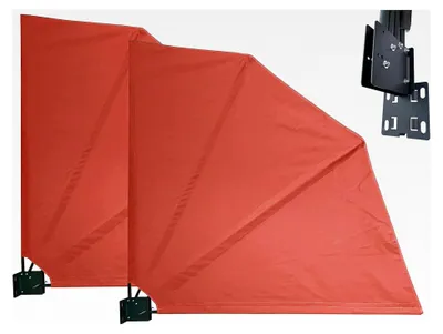 Produktbild von 2er Set Balkonfächer 115 x 115 cm in Rotorange, inklusive Wandplatte und Sichtschutz