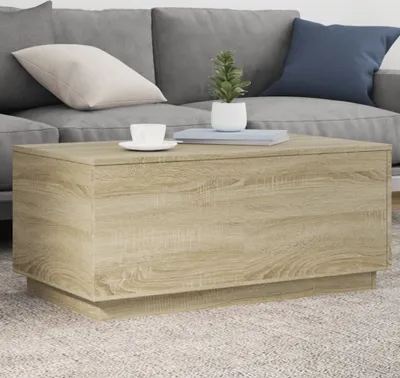 Produktbild von Design Couchtisch mit LED-Leuchten Sonoma-Eiche 90x50x40 cm, Couchtische 2024 Neu