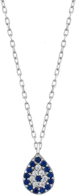 Zdjęcie produktu dla Łańcuszek z zawieszką, srebro próby 925, długość 45 cm, zawieszka w kształcie tureckiego oka, amulet przynoszący szczęście