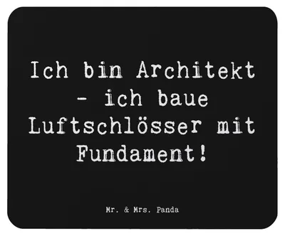 Produktbild von Mr. & Mrs. Panda Mousepad Spruch Architekt Luftschlösser - Schwarz - Geschenk, Berufsgestaltung, pc mauspad, Mouse Pad, Beruf, Architekturspruch, handgefertigte Geschenke