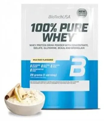 Imagen del producto de Proteína de suero de leche en polvo, 28g, BIOTECH USA, "100% Pure Whey", derivado de la leche