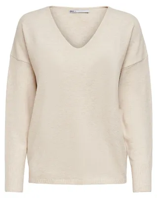 Immagine prodotto di Maglione da donna marca Damen, modello a collo a V. Maglione Onlrica Life, maniche lunghe, collo a V. Maglione KNT