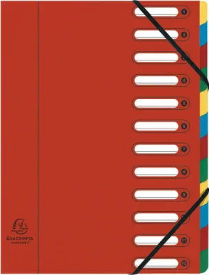 Image de EXACOMPTA Classeur à levier, DIN A4, carton, 12 compartiments, rouge