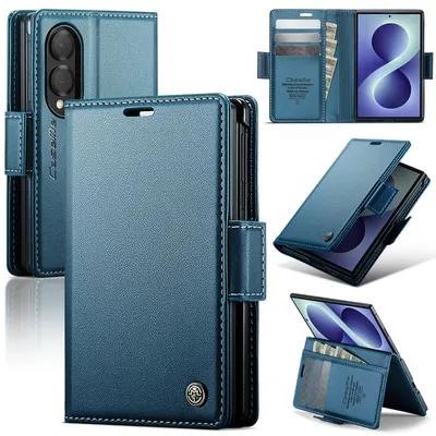 Produktbild von Lederhülle für Samsung Galaxy Z Fold 8 Brieftasche Kartenfach Schutzhülle mit Standfunktion Blau