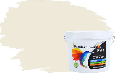 Produktbild von RyFo Colors Bunte Wandfarbe Manufakturweiß Creme 3l - weitere Grau Farbtöne und Größen erhältlich, Deckkraft Klasse 1, Nassabrieb Klasse 1
