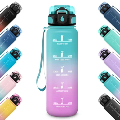 Trinkflasche 500 ml, auslaufsicher, mit Zeitanzeige, Sportflasche