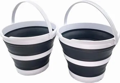 Produktbild von Famanu Faltbare Kunststoff-Eimer - 33 cm, Weiß/Schwarz