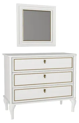 Produktbild von Jugendzimmer Luxus Kommoden mit Spiegel Weiß Moderne Möbel stilvolles 2tlg