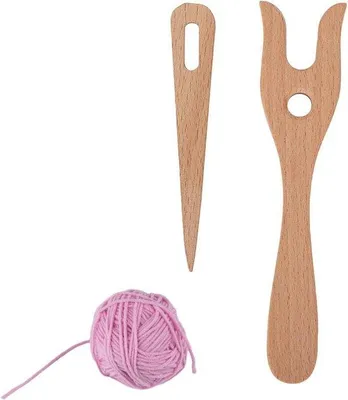 Imagen del producto de Telar de madera para niños - 2 unidades - Herramienta de madera para proyectos de manualidades y bricolaje - tejido creativo - pulseras y cintas