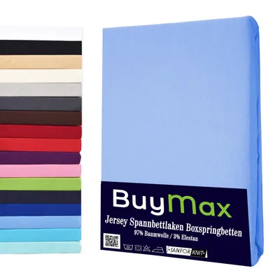 Produktbild von Buymax® Spannbettlaken Wasserbettlaken Jersey Wasserbett Boxspringbett 140x200-160x220 cm 160g/m² Farbe: Hellblau
