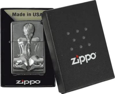 Produktbild von Zippo Benzin Feuerzeug Kneeling Girl Sexy Frau chrom gebürstet windfest Original