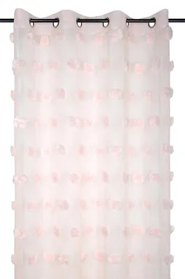 Immagine prodotto di Tenda POMPINOU rosa cipria, con pompon, 135 x 260 cm