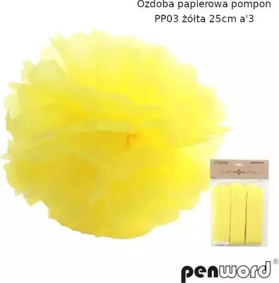 Immagine prodotto di Pompony dekoracyjne papierowe żółte 25 cm 3 sztuki