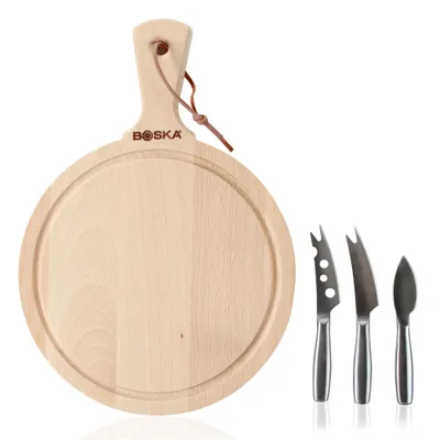 Image de Boska Set à Fromage Amigo/planche à fromage avec trois couteaux à fromage/bois/inox/marron/argent / 335 x 238 x 30 mm