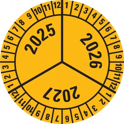 Produktbild von Dreifke® Aufkleber I Prüfplakette 2025-2027, gelb, Dokumentenfolie, selbstkle...