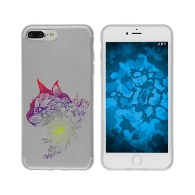 Produktbild von PhoneNatic Case kompatibel mit Apple iPhone 7 Plus / 8 Plus Silikon-Hülle Floral Katze M2-5