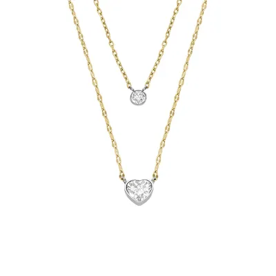 Produktbild von Fossil JF04357998 Damen Collier Herz Edelstahl Gold weiß 40 cm