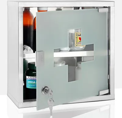 Produktbild von DEUBA® Medizinschrank abschließbar Medikamentenschrank Arzneischrank Hausapotheke , Variante:2 Fächer