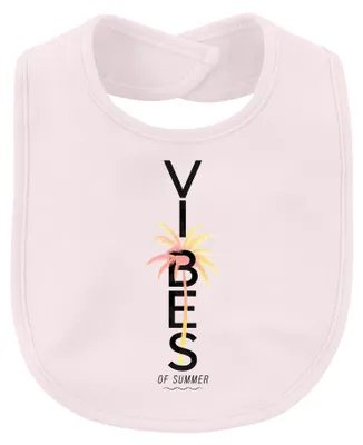 Produktbild von Vibes of Summer Palme Strand Urlaub Tropisch Retro Vintage Ozean Baby Lätzchen, Pink