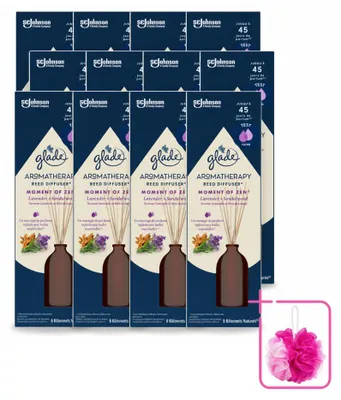 Imagen del producto de 12 difusores de aroma Glade Aromatherapy, colección "Momento de Zen" - Lavanda y sándalo - 80 ml - Paquete económico - 12 unidades