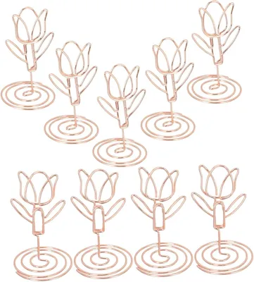 Produktbild von 10-teiliges Set aus blumenförmigen Tisch-Fotohaltern mit Clips für Visitenkarten und Fotos