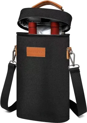 Imagen del producto de Bolsa térmica aislante, para 2 botellas, de color , acolchada, ideal para viajes y picnics