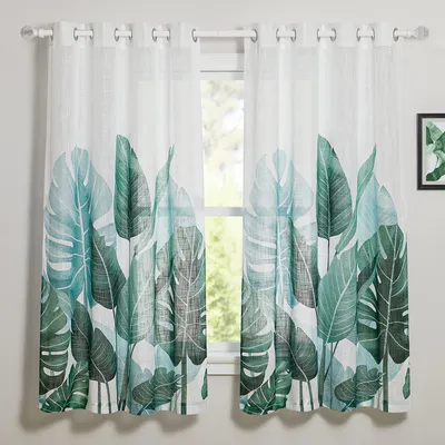 Voile Gardinen 2er-Set 160x132 cm weiß halbtransparent Leinenlook