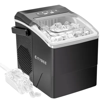Produktbild von ZMH Eiswürfelmaschine Kleiner Eiswürfelbereiter Leise 2 Größen Mini 9 Würfel in 6 Minuten Fertiger mit tragbarem Griff für Büro Camping Party