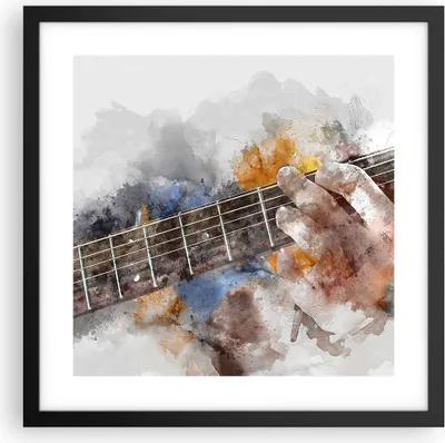 Produktbild von Gerahmtes Poster - Schwarzer Rahmen - Gitarre Musik - 40x40 cm - Wand Bild - Wanddeko - Wandbilder - Kunstposter - Wandposter - Bilderrahmen - Bilder - Kunstdruck - Wandbild - P2BAC40x40-3448