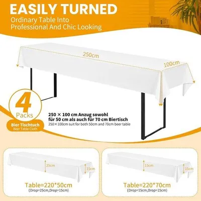 Produktbild von Famanu Tischdecke 4er Set Weiß - Rechteckig für Festlichkeiten und Events
