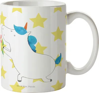 Produktbild von Mr. & Mrs. Panda Kaffeetasse Einhorn Blume - Weiß - Geschenk, Frühstückstasse, Freund, haferl, Unicorn, Pärchen, Keramiktasse, Einhörner, Ehe, Kaffeebecher, Liebe, Becher